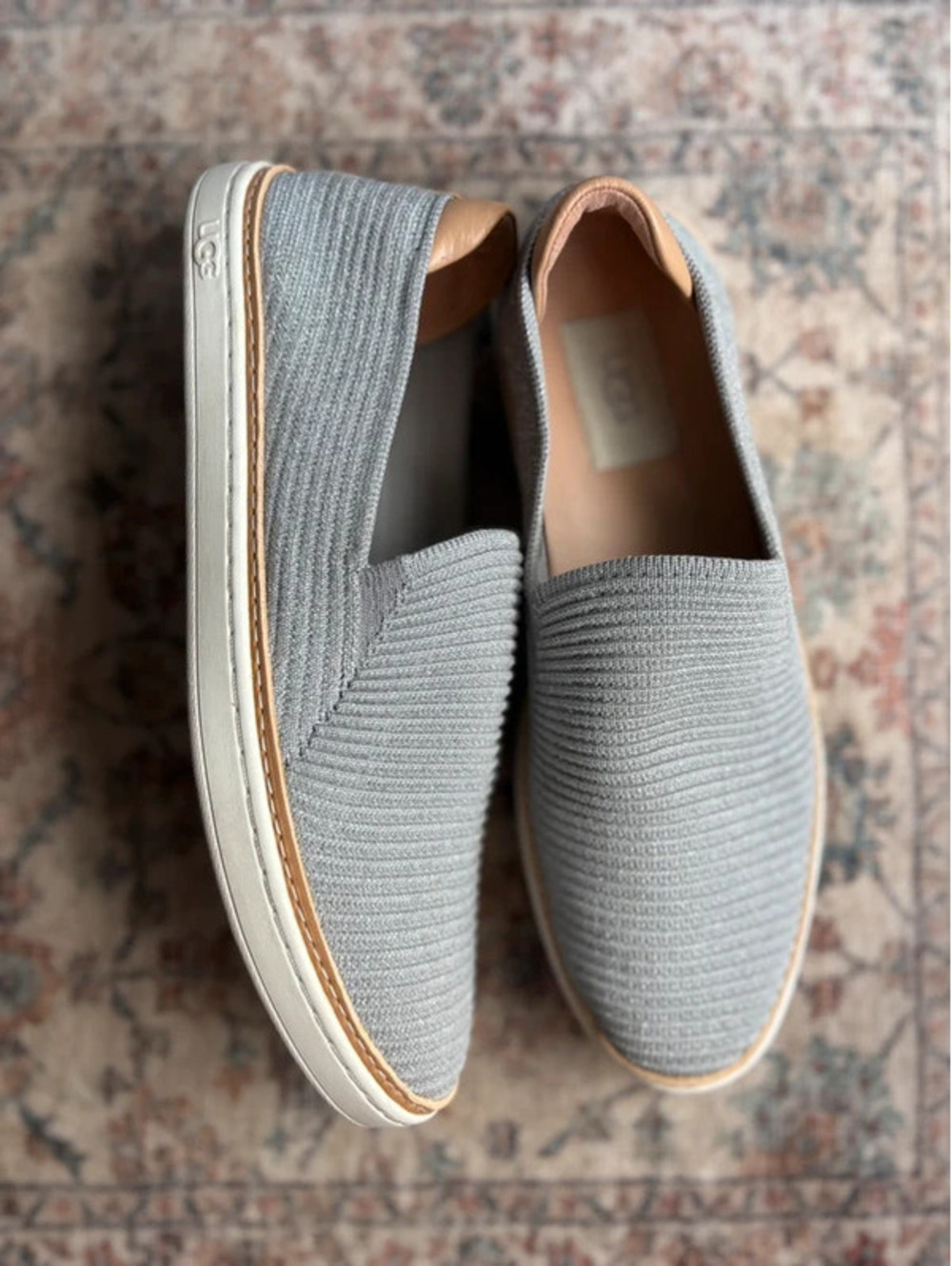 Womens shimmery silver UGG Loafers size 8 USA